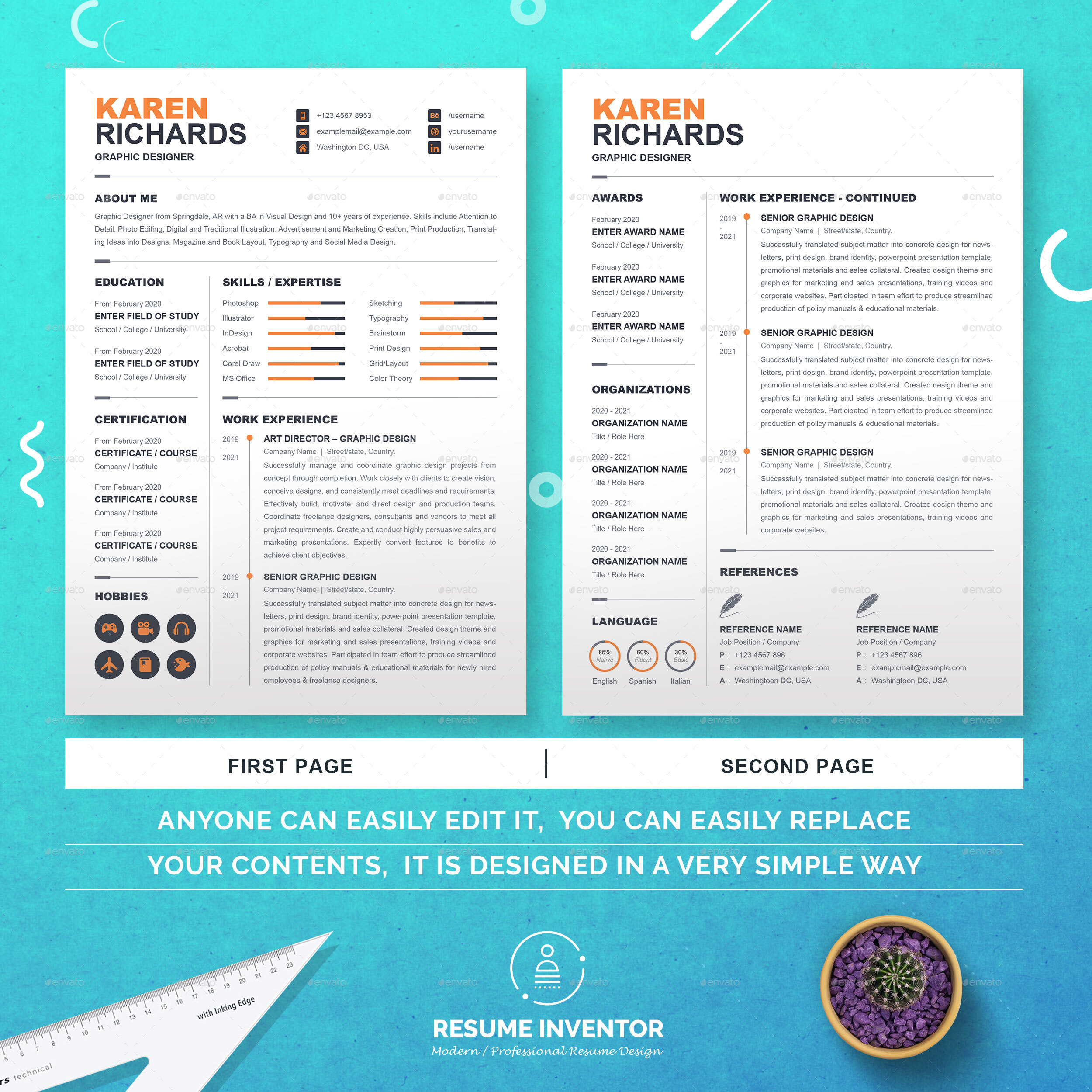 Simple Clean Minimalist CV Curriculum Vitae Word Format Download in MS